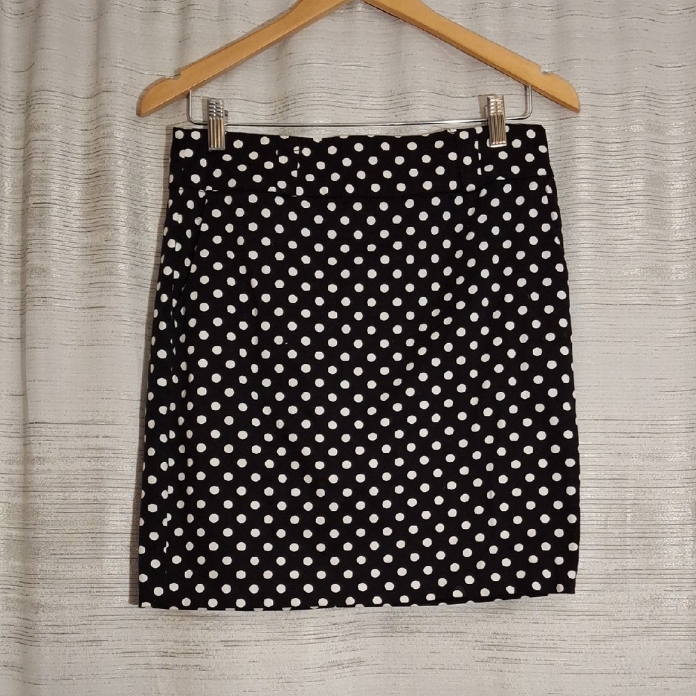 Vintage Forever 21 Black Pencil Mini Skirt With White Polka Dots Medium